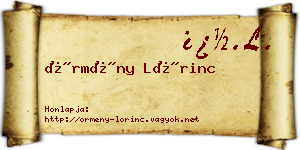 Örmény Lőrinc névjegykártya